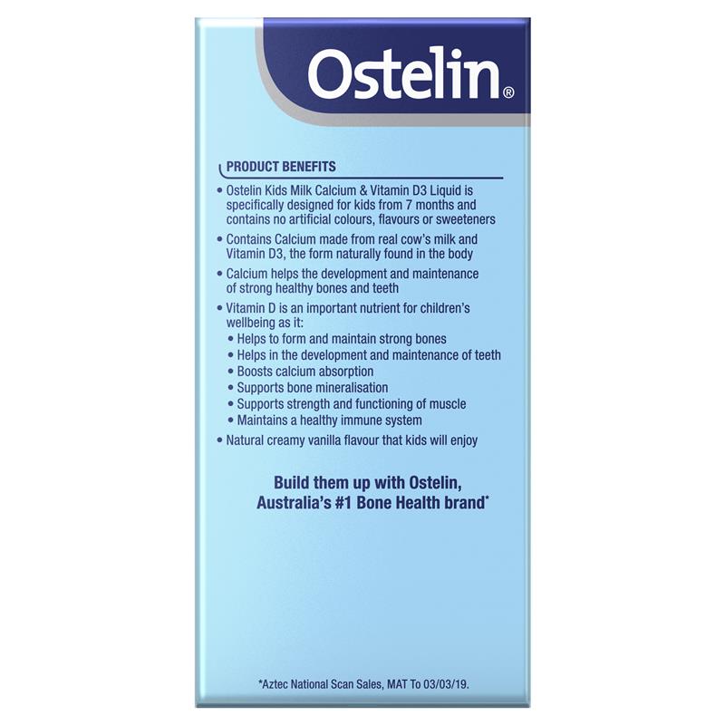 Siro Ostelin Úc bổ sung canxi & vitamin D3 cho hệ xương và răng chắc khoẻ - 90ml (cho bé từ 7 tháng - 13 tuổi)