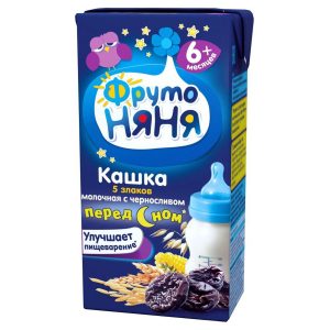 Sữa đêm Fruto Nga 200ml - Vị ngũ cốc, mận (cho bé từ 6 tháng tuổi)